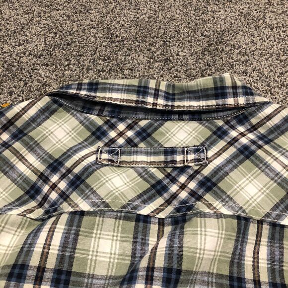 Duluth Shirt Mens 3XL Green Short Sleeve Plaid Button Up Pockets Western Yolk - Picture 5 of 7